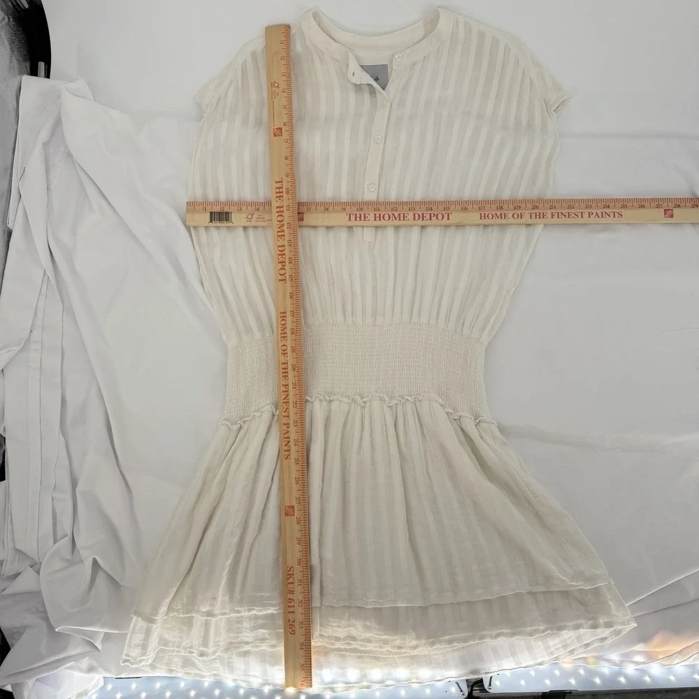 RAILS Sz M Angelina Mini Dress White Striped Sleeveless Smocked 100% Cotton‎ - Picture 7 of 9